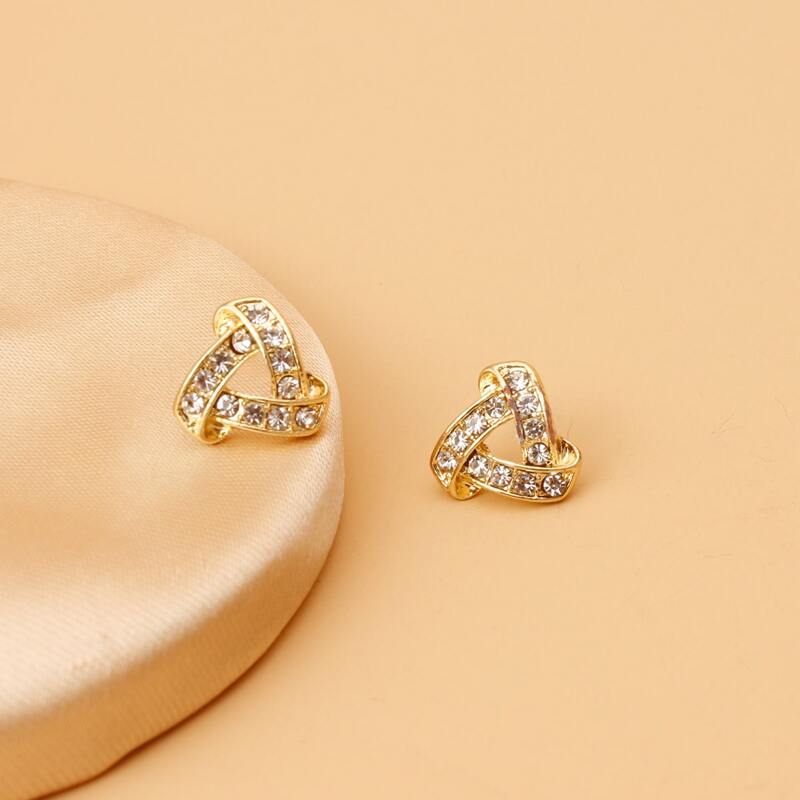 

Rhinestone Twist Stud Earrings, Gold