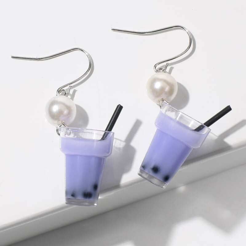 

Milk Tea Drop Earrings, Purple