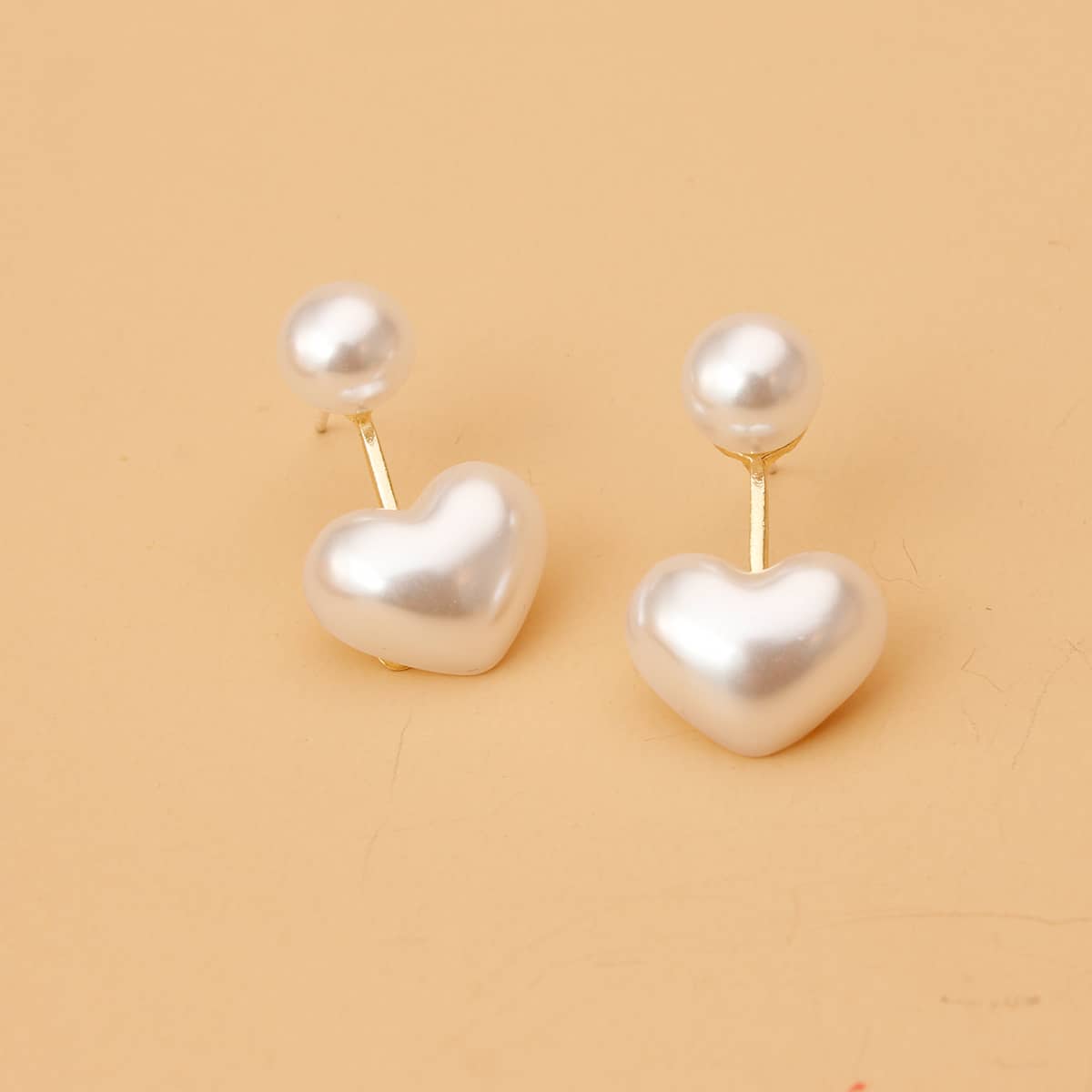 

Faux Pearl Heart Stud Earrings, White