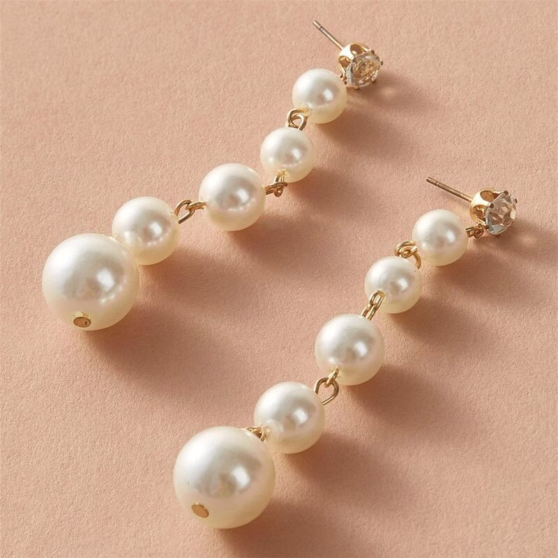 

Faux Pearl Beaded Drop Earrings, White