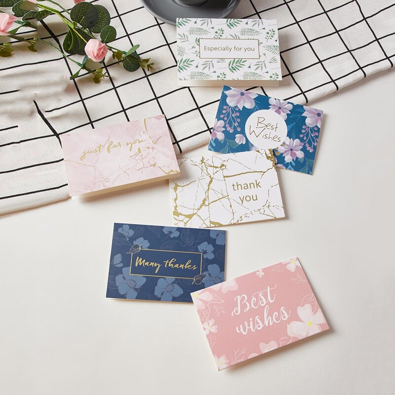 

Floral & Marble Pattern Greeting Card 6pcs, Multicolor