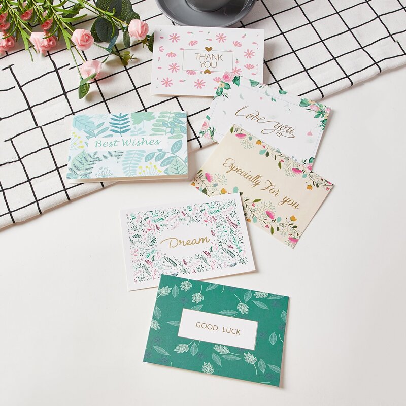 

Floral Pattern Greeting Card Random 6pcs, Multicolor