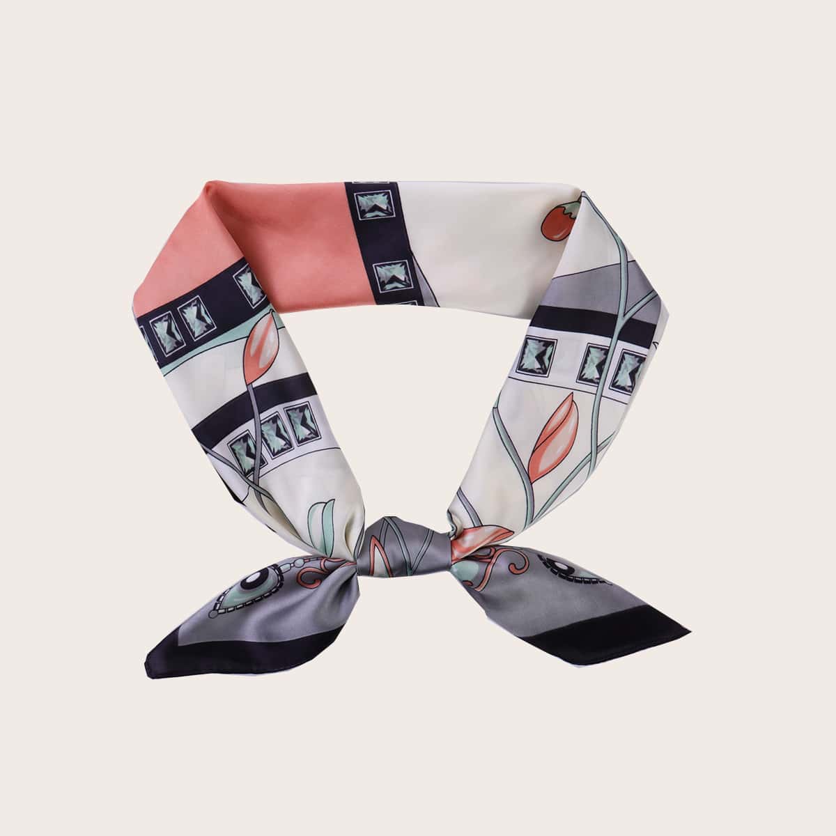 

Contrast Trim Colorblock Bandana, Multicolor