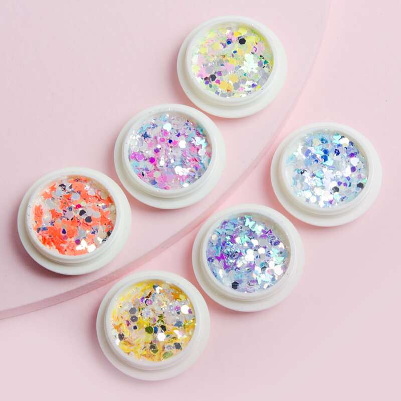 

6pcs Sequin Nail Art Decorations, Multicolor