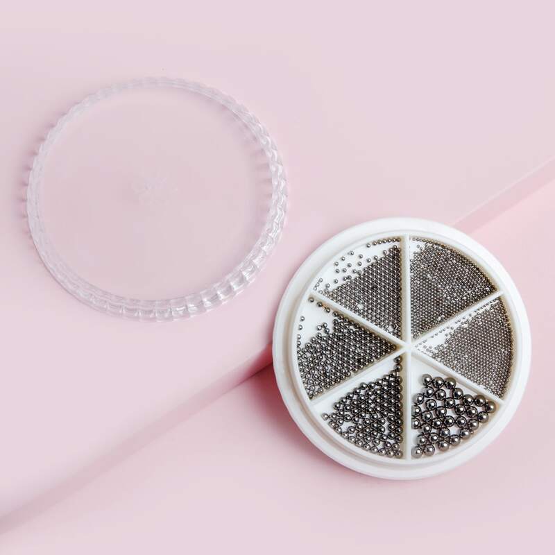 

1box Bead Nail Art Decorations, Black