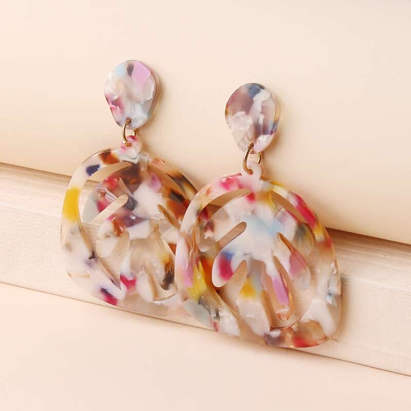 

Colorful Acrylic Leaf Drop Earrings, Multicolor