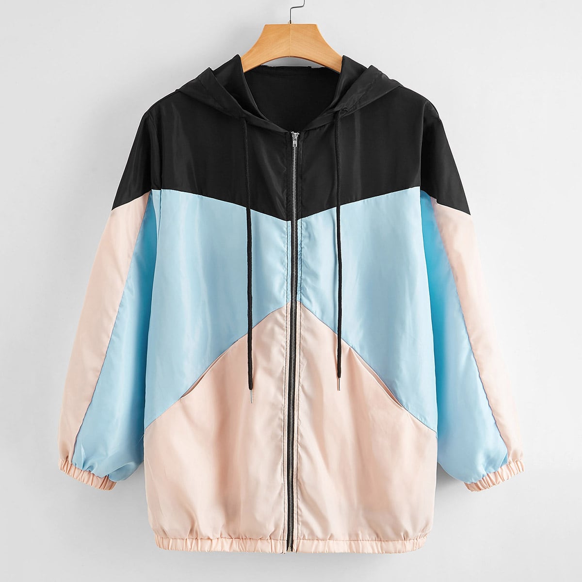 Image of Plus Cut And Sew Drawstring Windbreaker Jacket