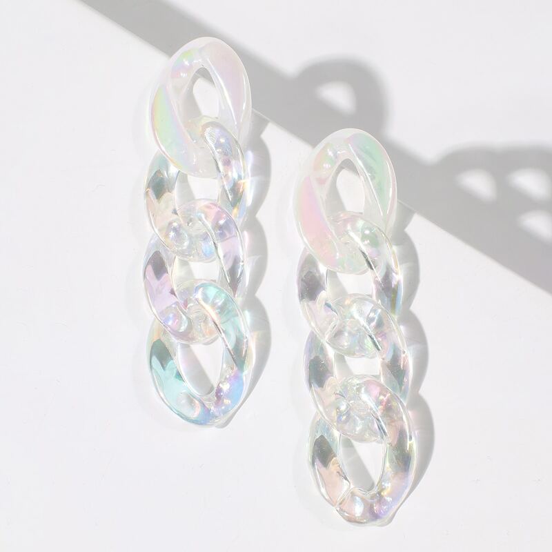 

Holographic Chain Drop Earrings, Clear