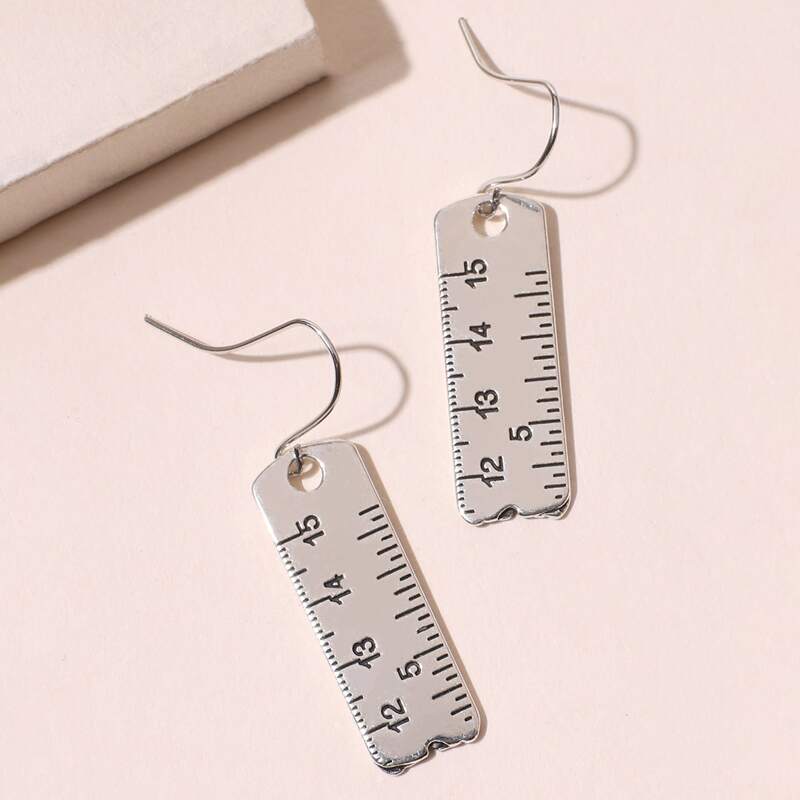

Ruler Drop Earrings, Silver