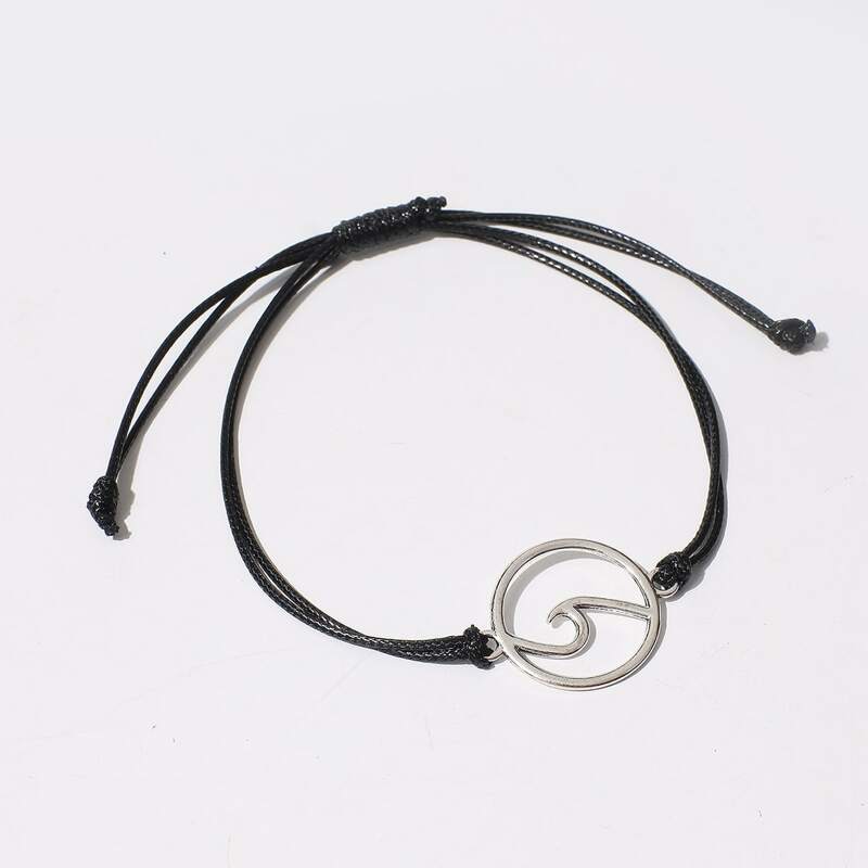 

Waves Decor Rope Bracelet, Black