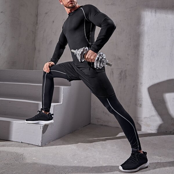 

Спортивный Мужской спортивный костюм, Чёрный