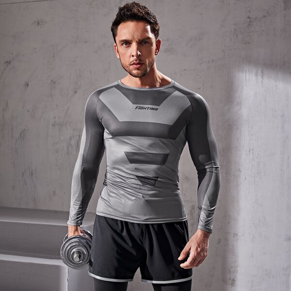 

Men Contrast Panel Sports Tee, Grey