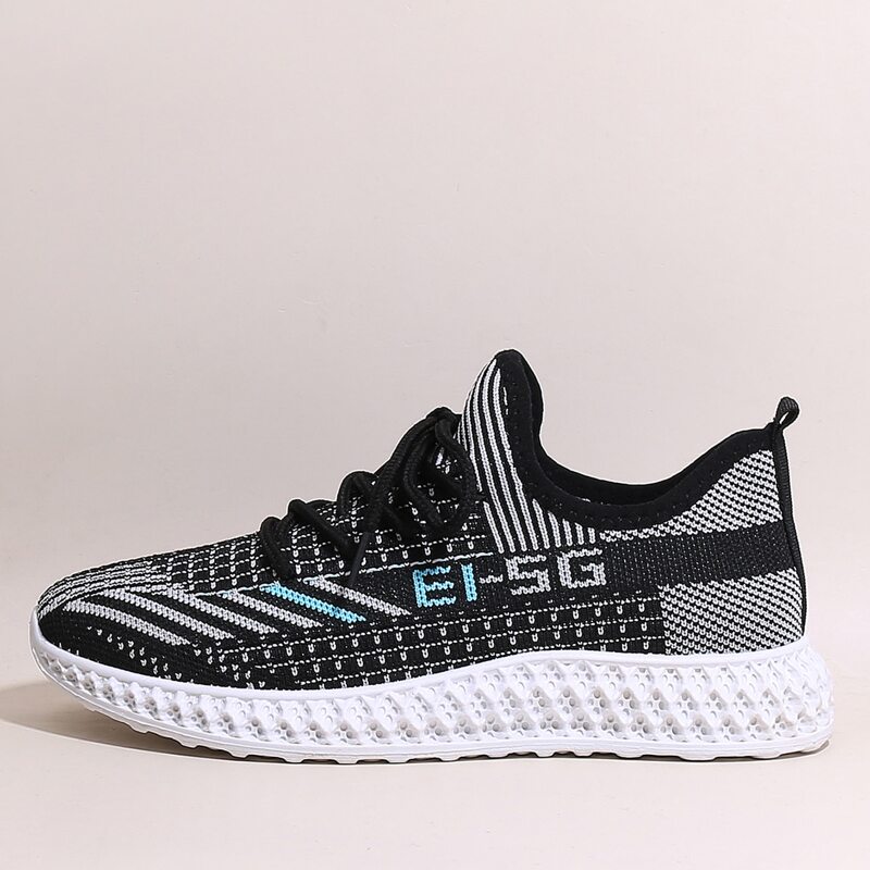 

Lace-up Decor Knit Sneakers, Black