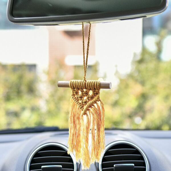 

1pc Woven Tassel Wall Hanging, Yellow
