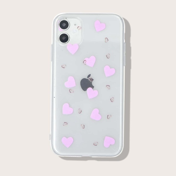 

Heart Pattern Clear iPhone Case, Multicolor