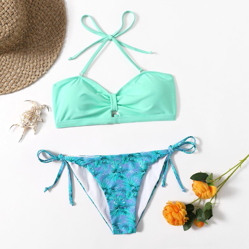 

Tropical Tie Side Bikini Swimsuit, Multicolor