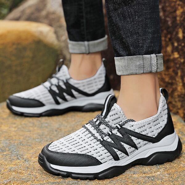 

Men Lace Up Decor Low Top Running Shoes, Grey