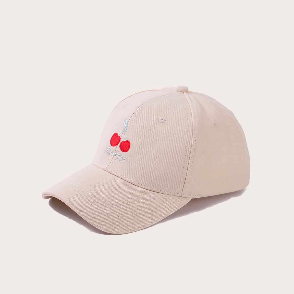 

Cherry Embroidery Baseball Cap, Beige