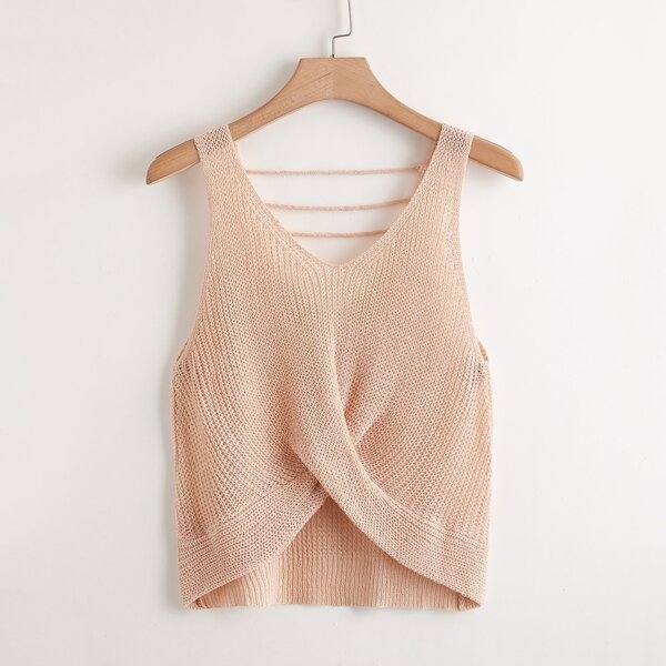 

Plus Twist Front Sweater Vest, Pink