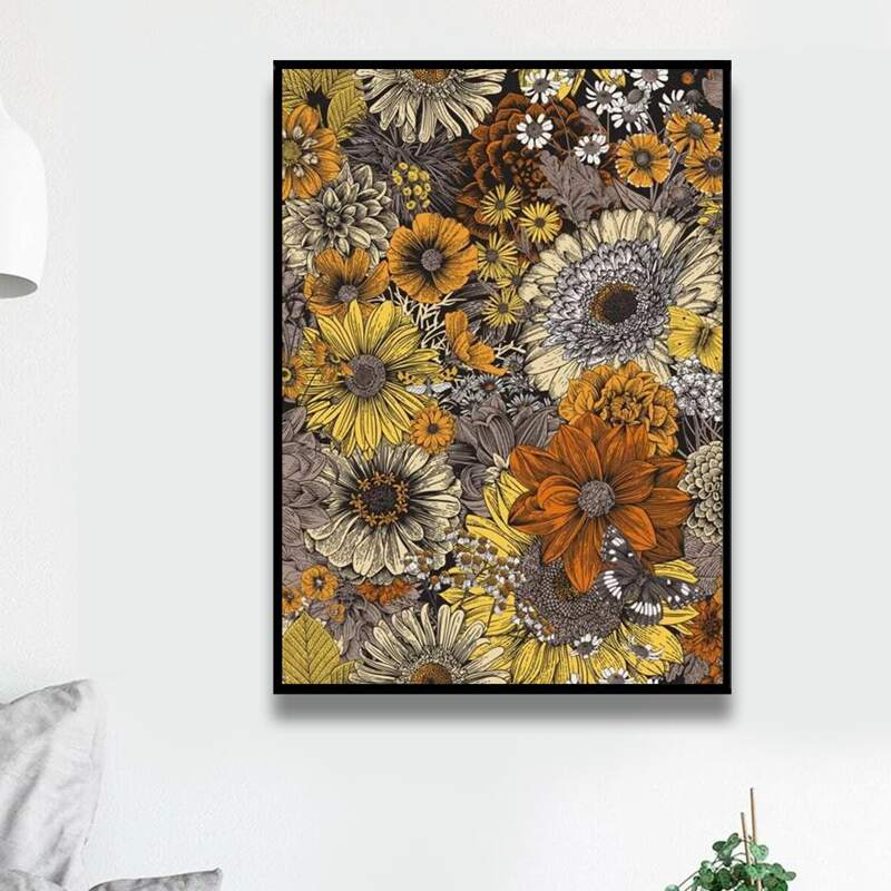 

Flower Print Diamond Painting Without Frame, Multicolor
