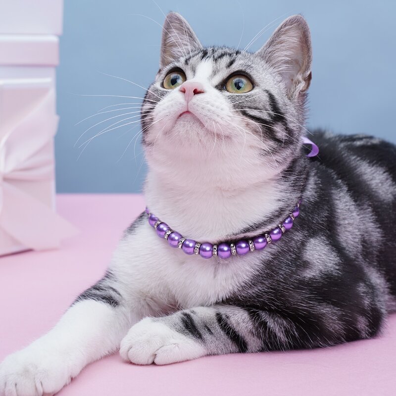 

Bow Decor Pet Necklace, Purple