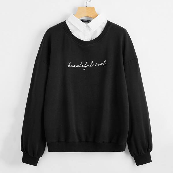 

Plus Letter Graphic 2 In1 Sweatshirt, Black