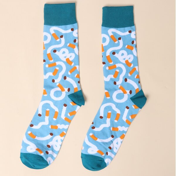 

Cartoon Graphic Crew Socks, Blue