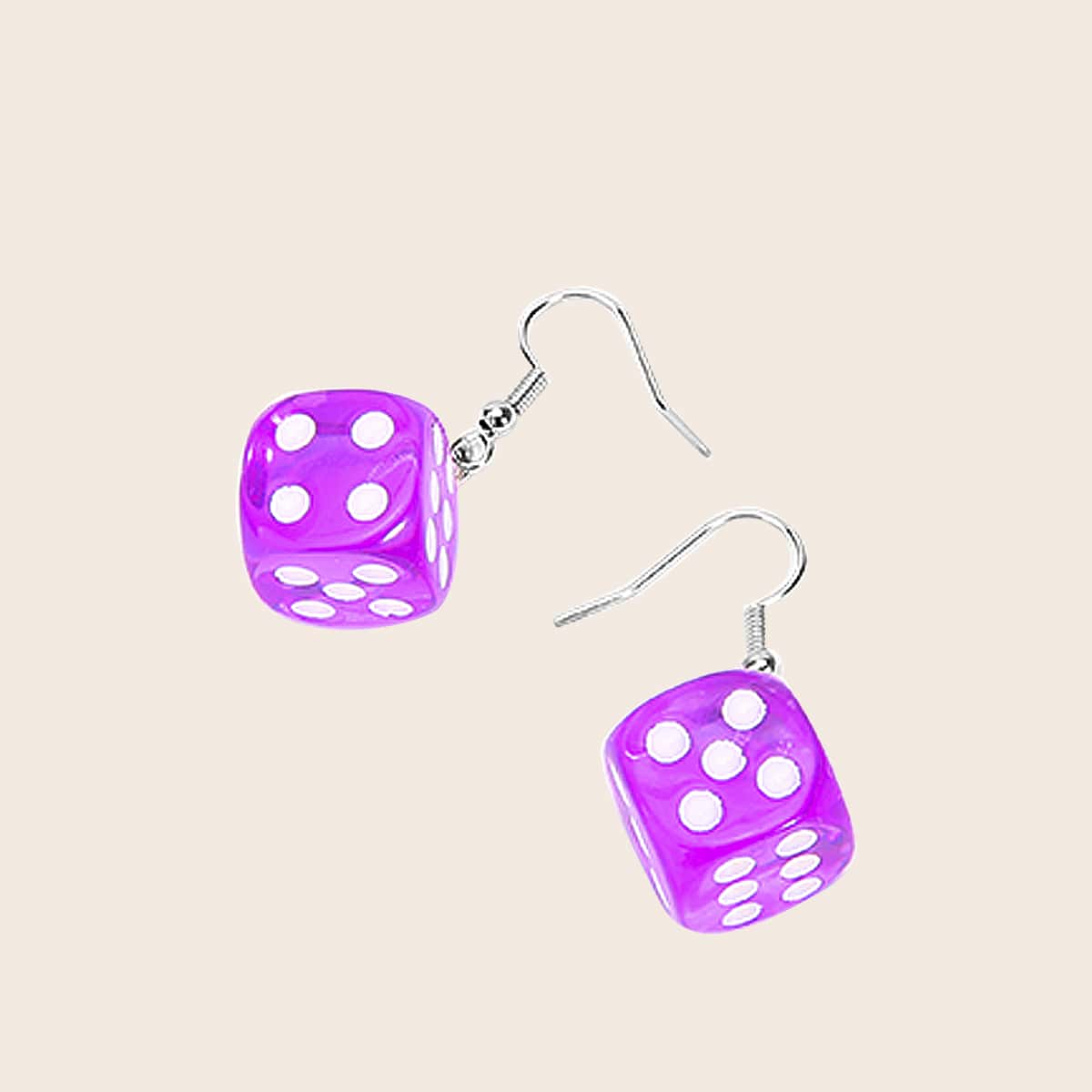 

Dice Drop Earrings, Purple