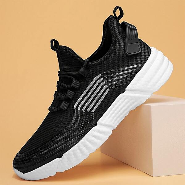 

Men Lace Up Decor Sneakers, Black