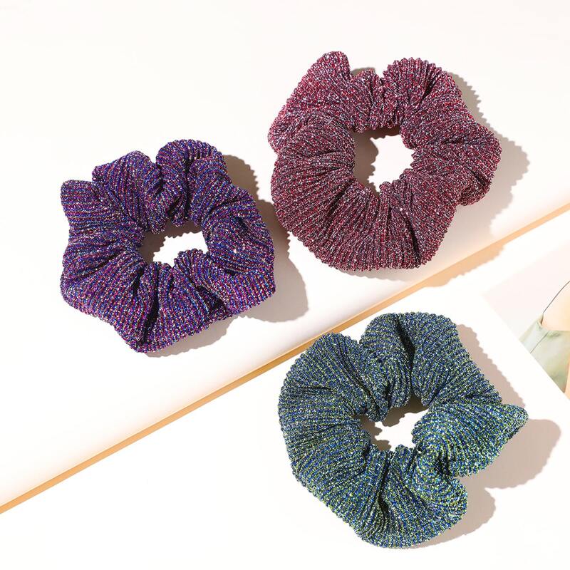 

3pcs Golden Silk Scrunchie, Multicolor