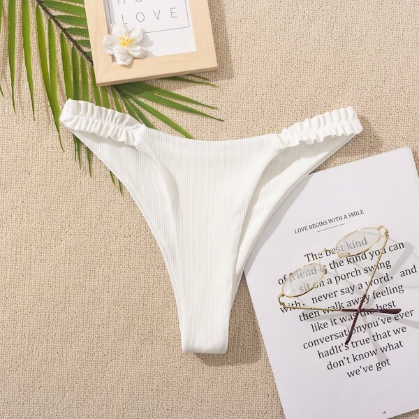 

Rib High Cut Bikini Panty, White