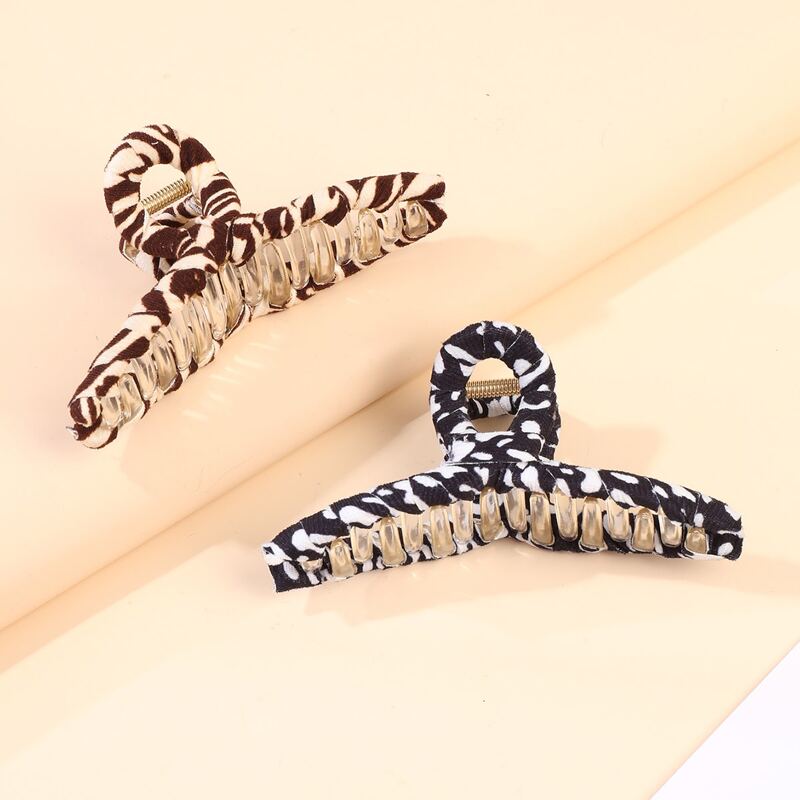 

2pcs Zebra Striped Pattern Hair Claw, Multicolor