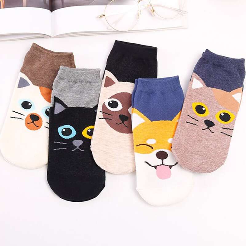 

5pairs Cartoon Animal Socks, Multicolor