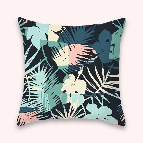 

Leaf Print Cushion Cover Without Filler, Multicolor