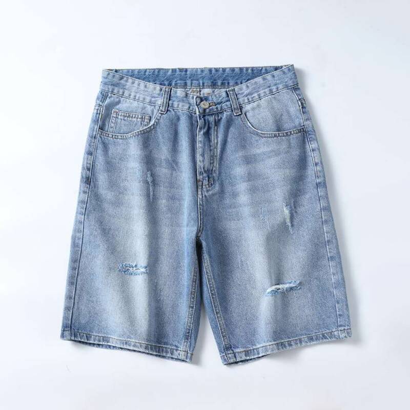 

Guys Ripped Washed Denim Shorts, Light wash