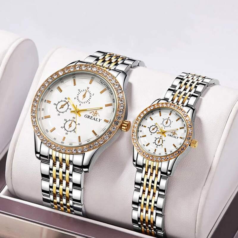 

2pcs Couple Round Pointer Quartz Watch