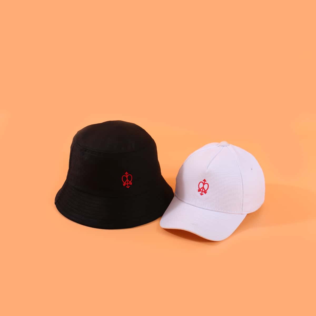 

Guys Heart Graphic Bucket Hat & Baseball Cap, Black and white