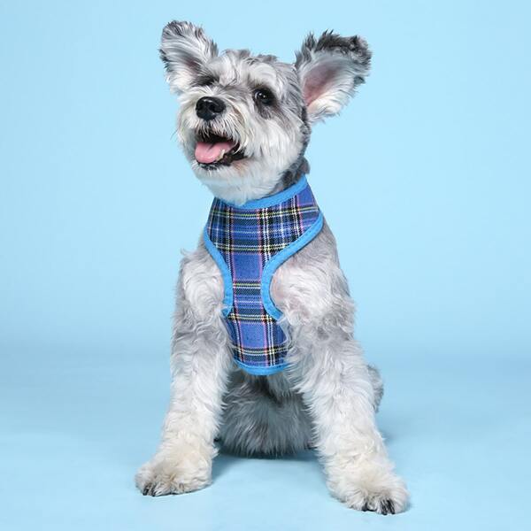 

1pc Plaid Pet Harness, Blue