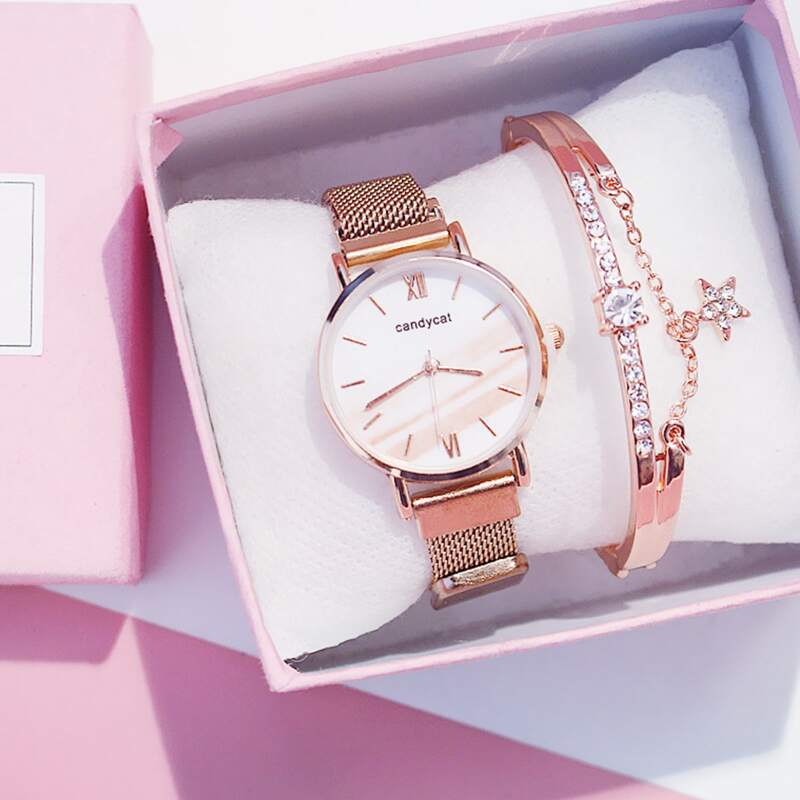 

1pc Round Pointer Quartz Watch & 1pc Bracelet