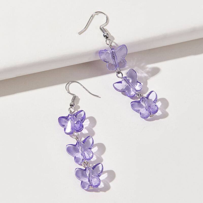 

Butterfly Drop Earrings, Violet purple