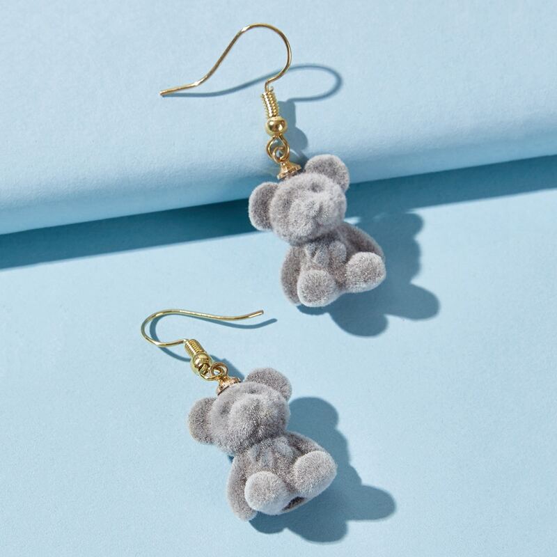 

Bear Drop Earrings, Light grey