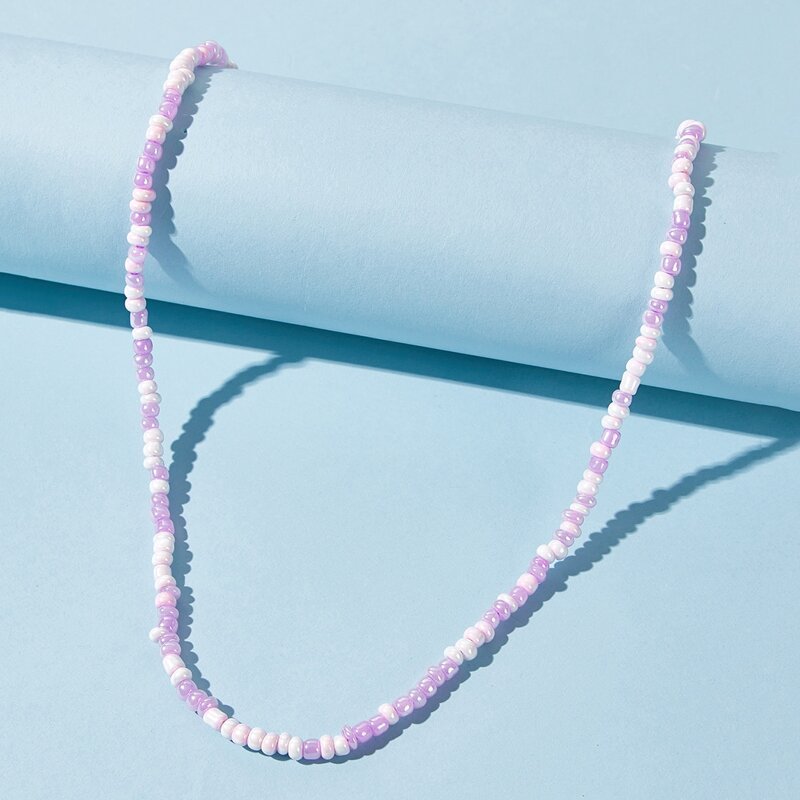 

Acrylic Beaded Necklace, Purple