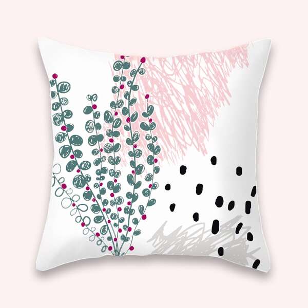 

Leaf Print Cushion Cover Without Filler, Multicolor