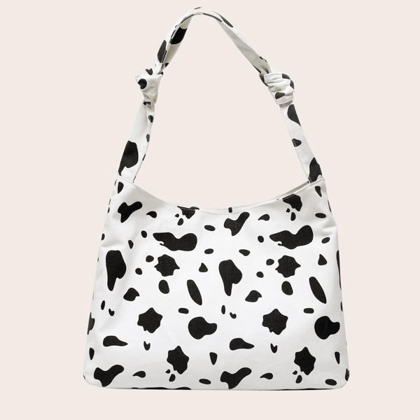 

Cow Pattern Baguette Bag, Black and white