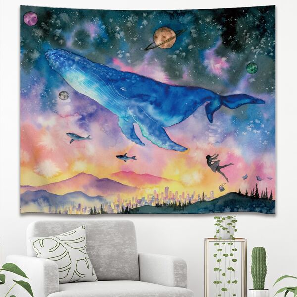 

Whale Print Tapestry, Multicolor