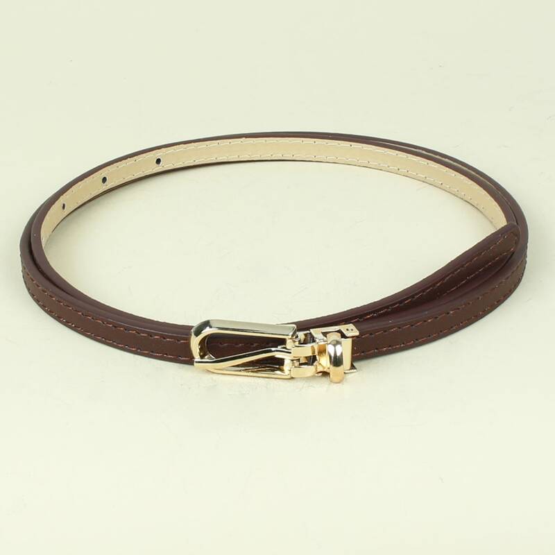 

Simple Buckle Skinny Belt, Coffee brown