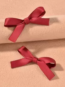 2 cái Trơn Nơ Trang Trí Tóc Kẹp - Đỏ - Xem 1