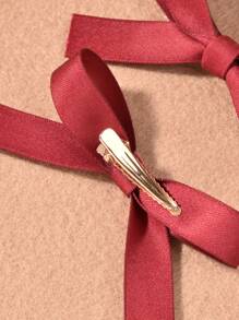 2 cái Trơn Nơ Trang Trí Tóc Kẹp - Đỏ - Xem 4