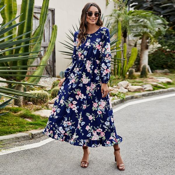 

Allover Floral Print A-line Dress, Multicolor