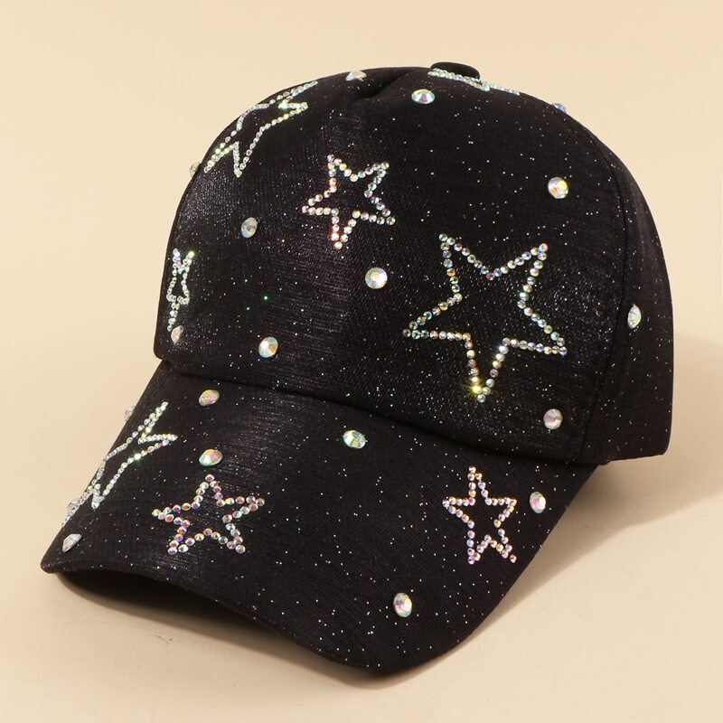 

Guys Rhinestone Star Baseball Cap, Black